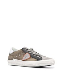 braune Leder niedrige Sneakers von Philippe Model Paris