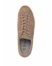 braune Leder niedrige Sneakers von D.A.T.E