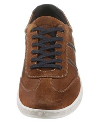 braune Leder niedrige Sneakers von PETROLIO