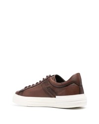 braune Leder niedrige Sneakers von Hogan