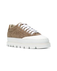 braune Leder niedrige Sneakers von MM6 MAISON MARGIELA