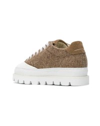 braune Leder niedrige Sneakers von MM6 MAISON MARGIELA