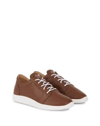 braune Leder niedrige Sneakers von Giuseppe Zanotti