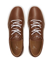 braune Leder niedrige Sneakers von Giuseppe Zanotti