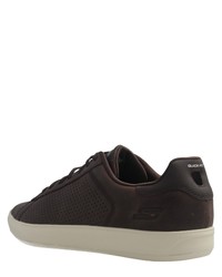 braune Leder niedrige Sneakers von Skechers