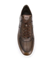 braune Leder niedrige Sneakers von Tod's