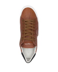 braune Leder niedrige Sneakers von Philippe Model Paris