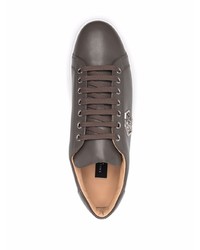 braune Leder niedrige Sneakers von Philipp Plein