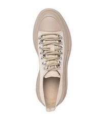 braune Leder niedrige Sneakers von Alexander McQueen