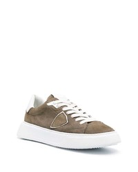 braune Leder niedrige Sneakers von Philippe Model Paris