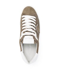 braune Leder niedrige Sneakers von Philippe Model Paris