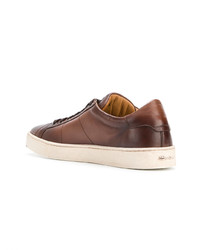 braune Leder niedrige Sneakers von Santoni