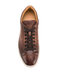 braune Leder niedrige Sneakers von Santoni