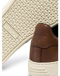 braune Leder niedrige Sneakers von Tom Ford