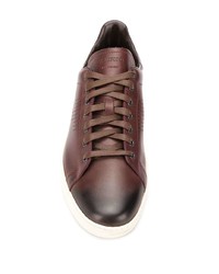 braune Leder niedrige Sneakers von Tom Ford