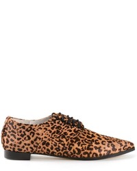 braune Leder Oxford Schuhe mit Leopardenmuster von Senso
