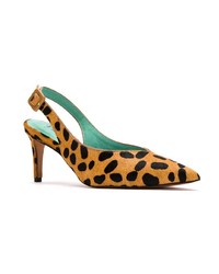 braune Leder Pumps mit Leopardenmuster von Blue Bird Shoes