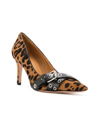 braune Leder Pumps mit Leopardenmuster von Veronica Beard