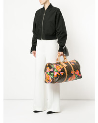 braune Leder Reisetasche mit Blumenmuster von Louis Vuitton Vintage