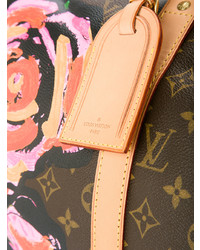 braune Leder Reisetasche mit Blumenmuster von Louis Vuitton Vintage