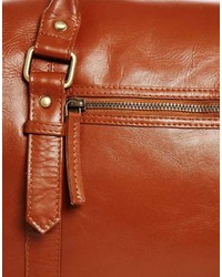 braune Leder Reisetasche von Asos