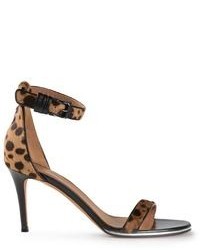 braune Leder Sandaletten mit Leopardenmuster von Givenchy