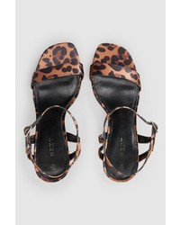braune Leder Sandaletten mit Leopardenmuster von NEXT