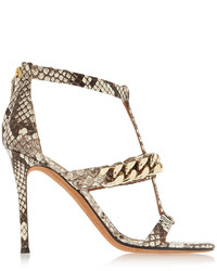braune Leder Sandaletten mit Schlangenmuster von Givenchy
