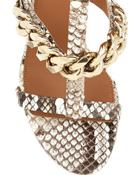 braune Leder Sandaletten mit Schlangenmuster von Givenchy