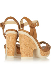 braune Leder Sandaletten von Jimmy Choo
