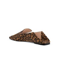 braune Leder Slipper mit Leopardenmuster von Sergio Rossi