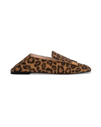 braune Leder Slipper mit Leopardenmuster von Sergio Rossi