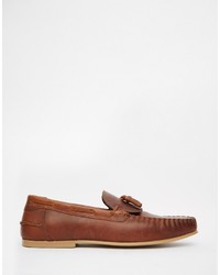 braune Leder Slipper mit Quasten von Asos