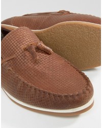 braune Leder Slipper mit Quasten von Asos