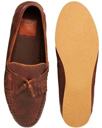 braune Leder Slipper mit Quasten von Asos