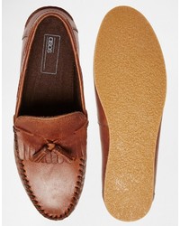 braune Leder Slipper mit Quasten von Asos