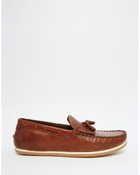 braune Leder Slipper mit Quasten von Asos