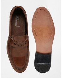 braune Leder Slipper von Asos