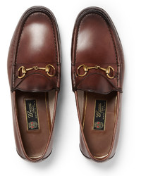 braune Leder Slipper von Gucci