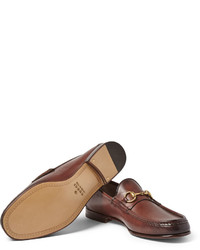 braune Leder Slipper von Gucci