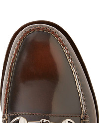 braune Leder Slipper von Gucci