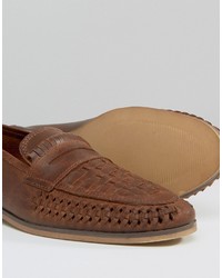 braune Leder Slipper von Asos