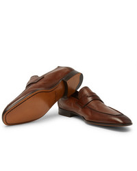 braune Leder Slipper von Berluti