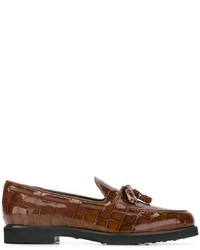 braune Leder Slipper von Tod's