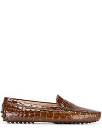 braune Leder Slipper von Tod's