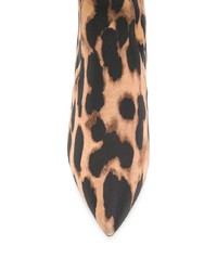 braune Leder Stiefeletten mit Leopardenmuster von Stuart Weitzman