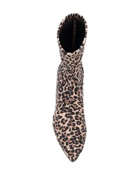 braune Leder Stiefeletten mit Leopardenmuster von Gia Couture