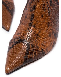 braune Leder Stiefeletten mit Schlangenmuster von Jimmy Choo