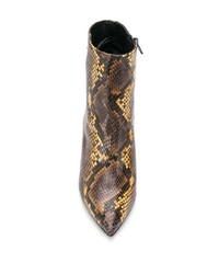braune Leder Stiefeletten mit Schlangenmuster von Marc Ellis