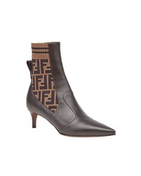 braune Leder Stiefeletten von Fendi